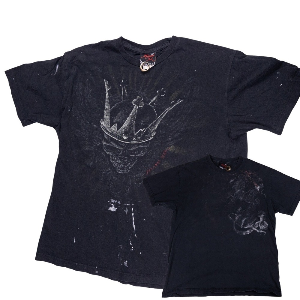 Miami Ink T-Shirt Lot Mens XL Black Good‎ Vintage Skull Dragon Tattoo Y2K Grunge